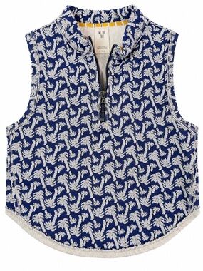 We The Free Blue & White Zip Front Cropped Tank Top XS